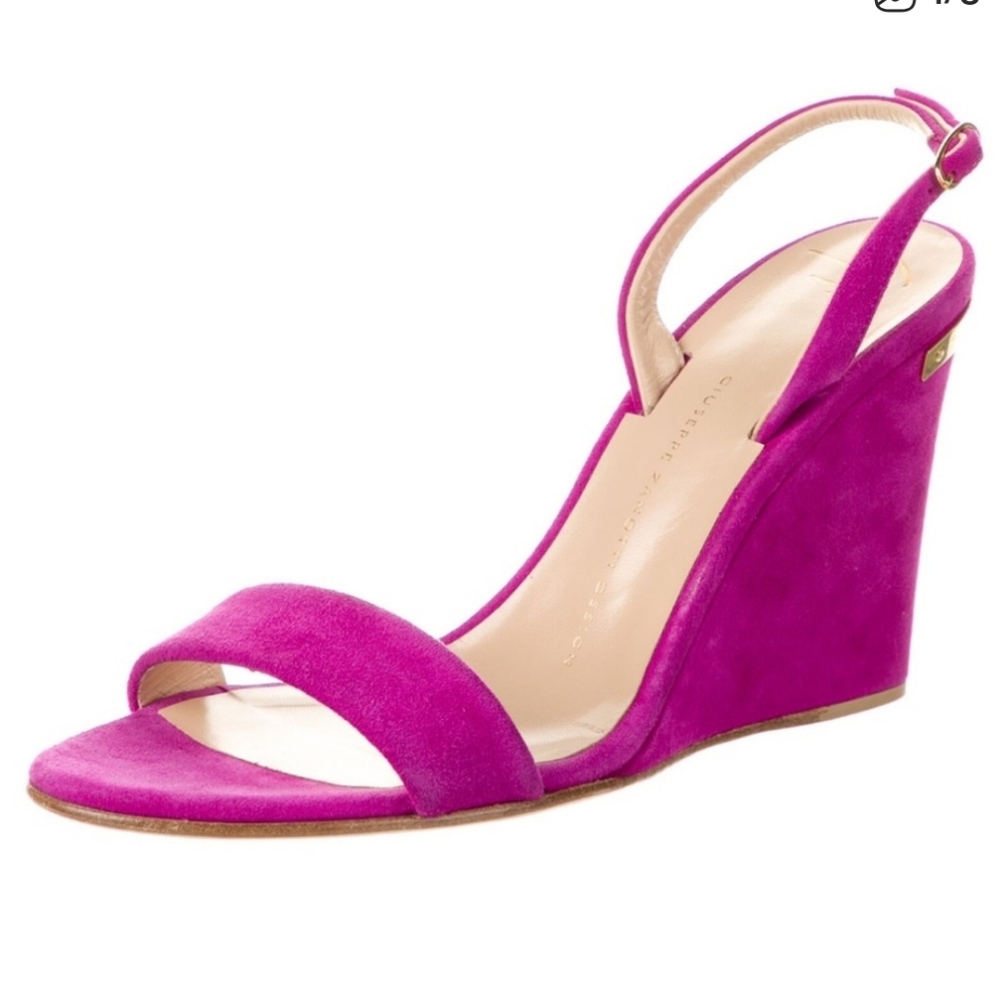 Giuseppe Zanotti Pink Suede Slingback Pump Sandals